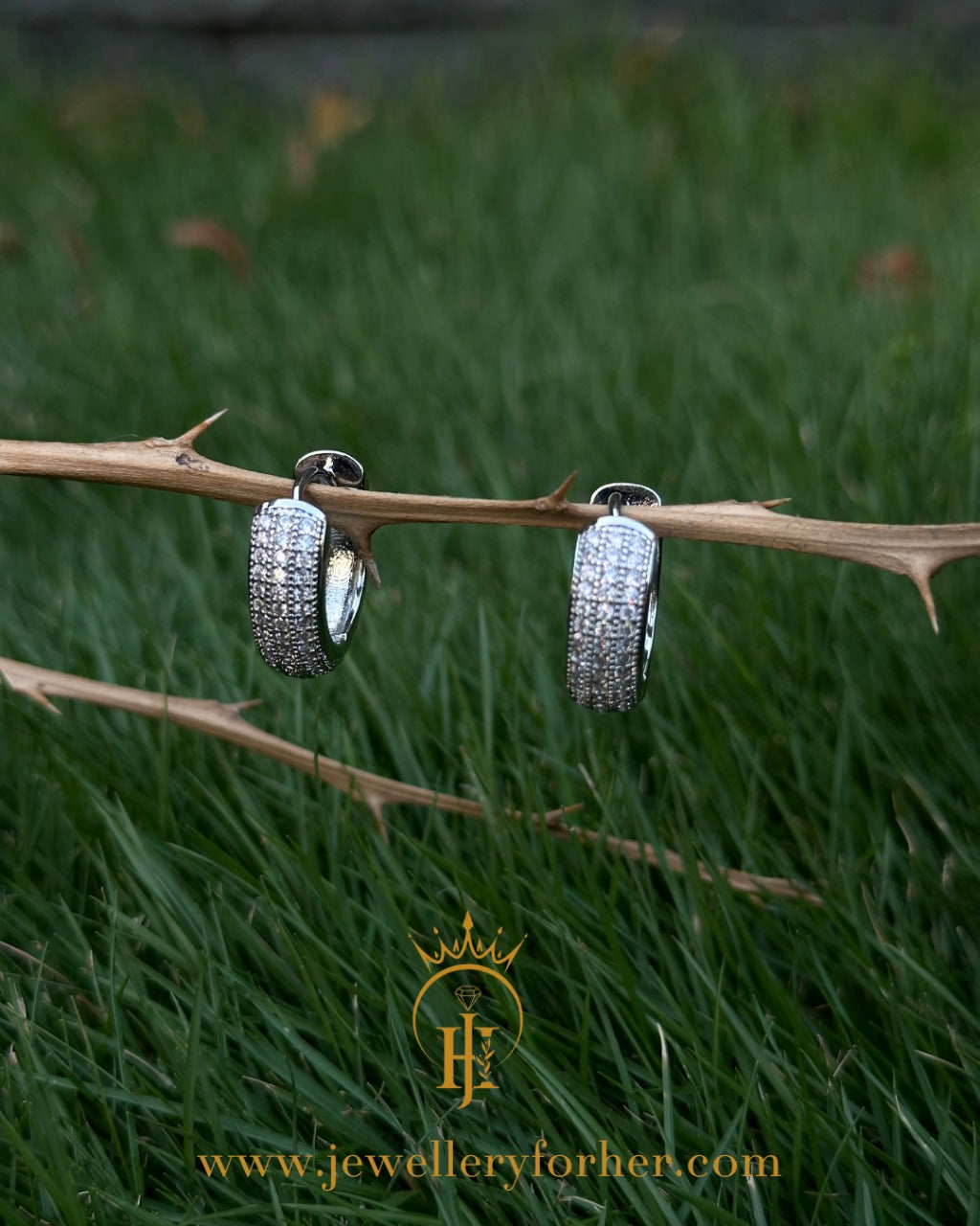 Elegant Stainless Steel Hoop Earrings with Sparkling Crystals