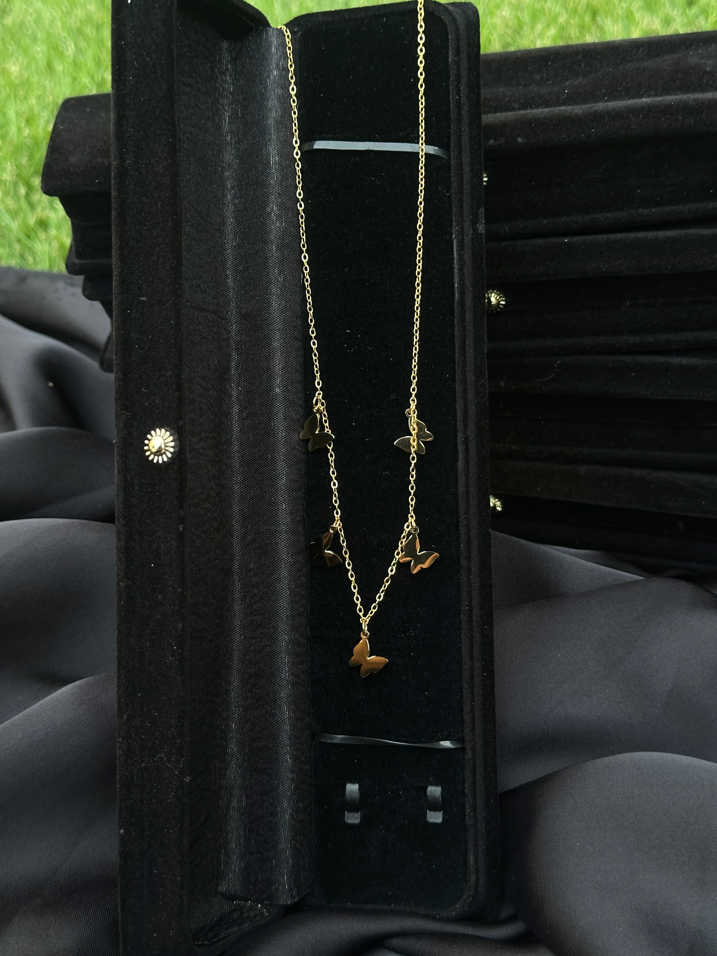 One Carat Stainless Steel Butterfly Pendant Necklace