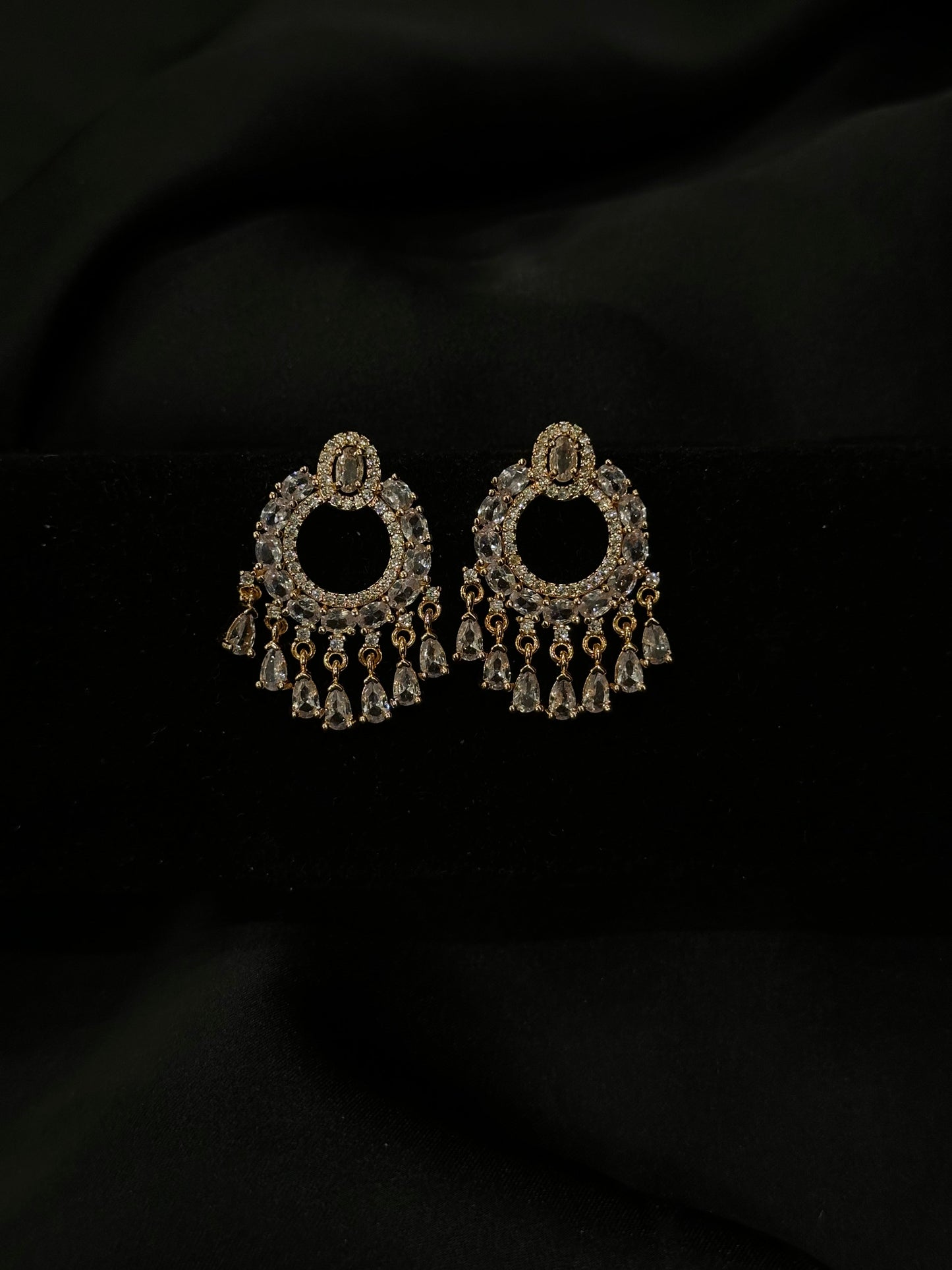 Radiant Ruby Chandelier Earrings with Crystal Accents