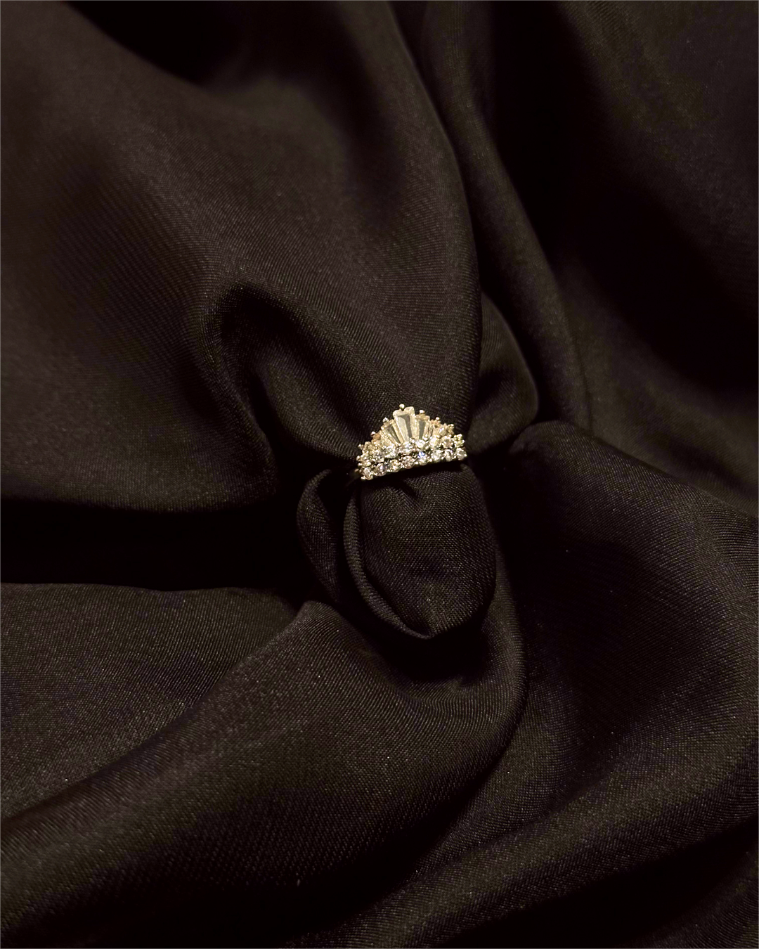 Princess Crown Ring Stainless with Diamond Accents