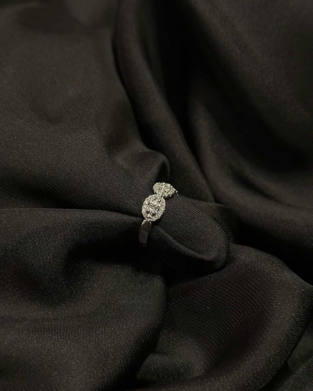 Double Halo Stainless White-Golden Ring