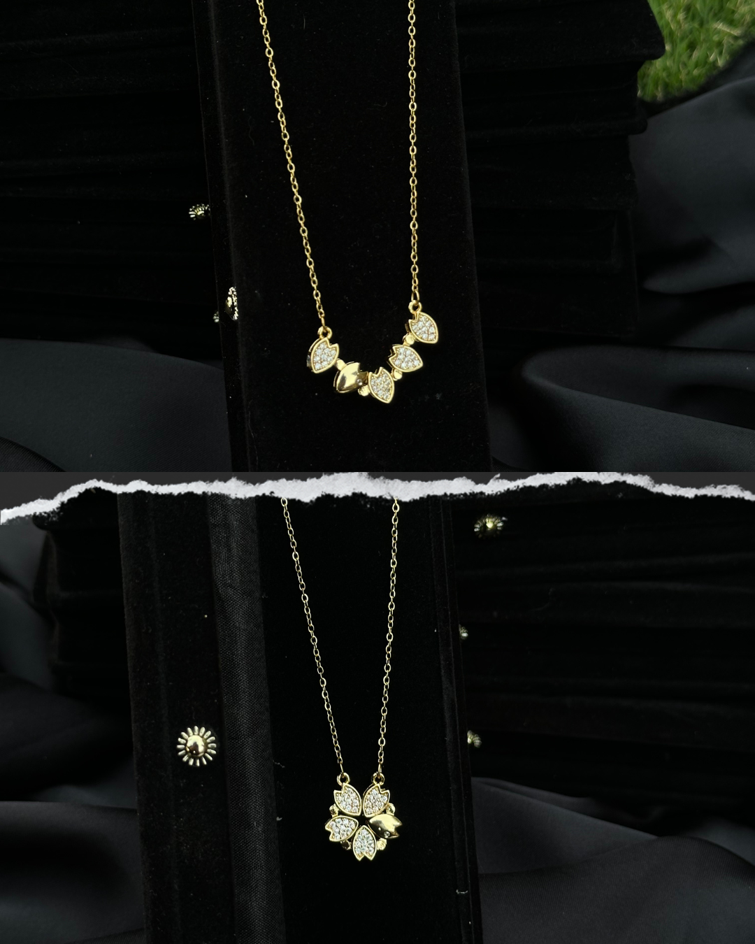 One Carat Stainless Steel Magnetic Open close Necklace with | Diamond Accents