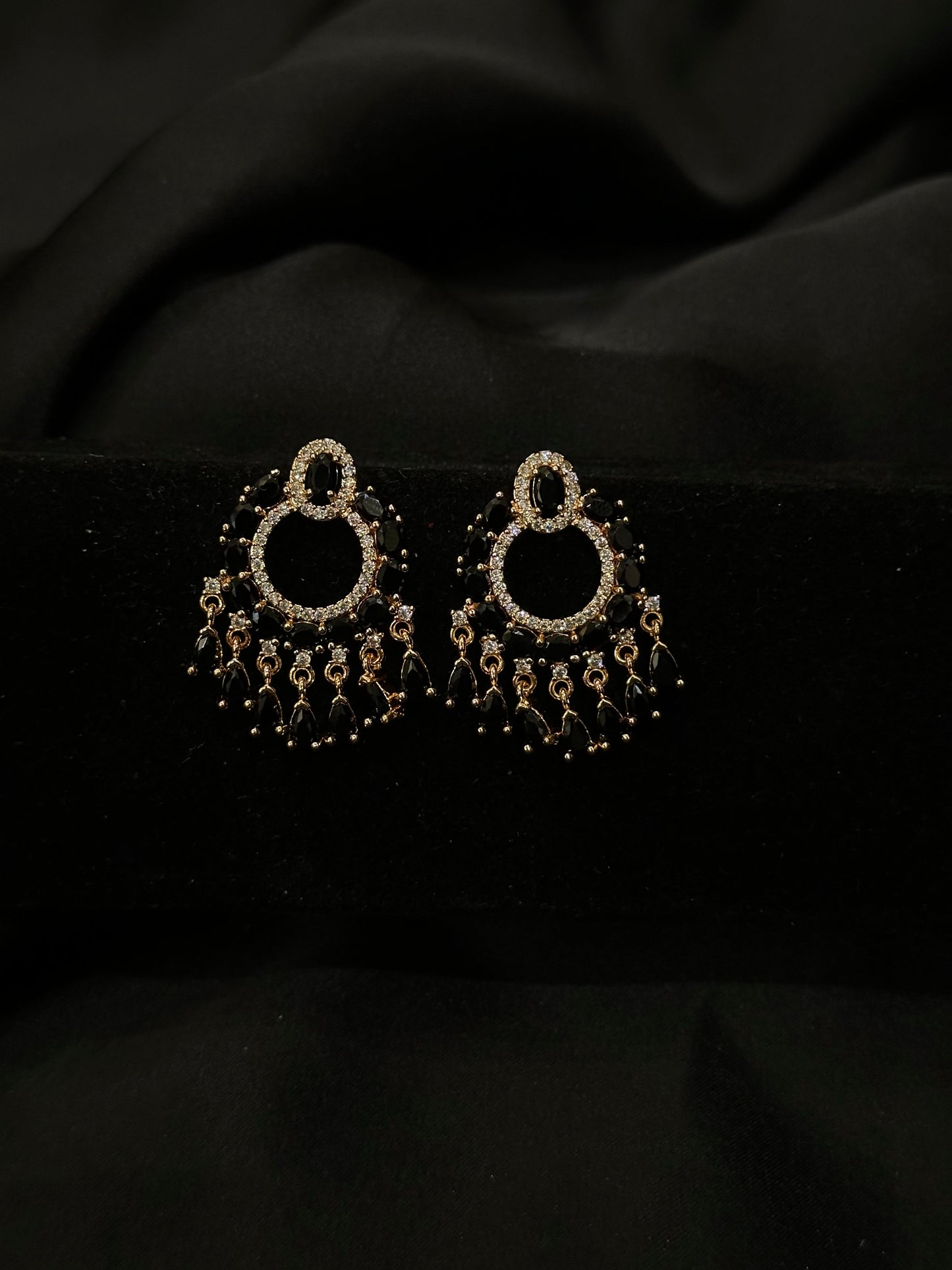 Radiant Ruby Chandelier Earrings with Crystal Accents