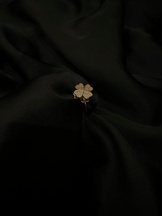 Four-Leaf One Carat Stainless Steel | Clover Ring  with Diamond Accents