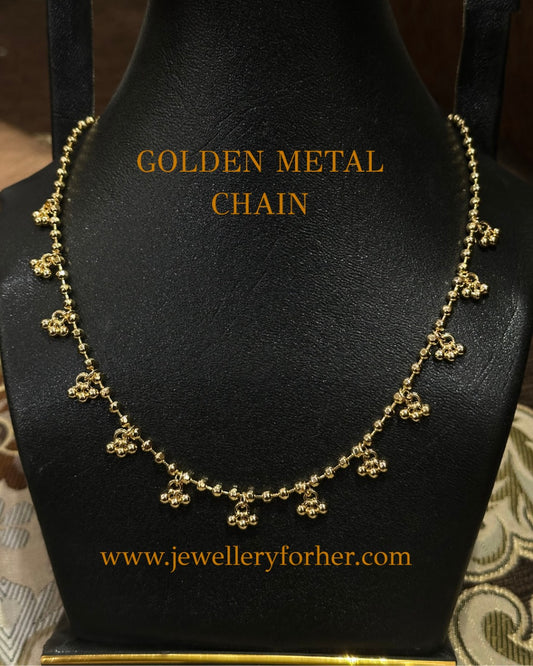 Golden Bead Charm Stainless Necklace – Classic Traditional Chain Design