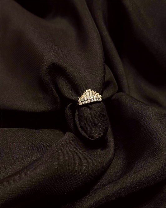 Princess Crown Ring One Carat Stainless with Diamond Accents