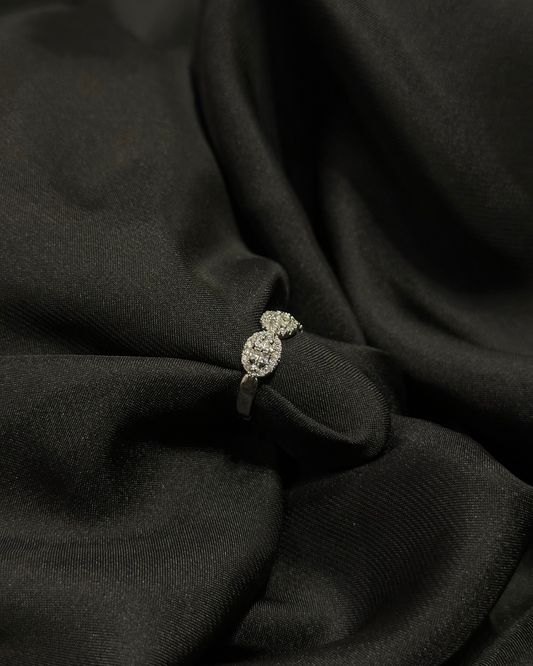 Double Halo One Carat Stainless White-Gold Ring