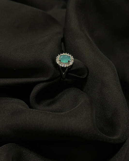 Sapphire Elegant Stone In White-Gold Disk One Carat Stainless Ring